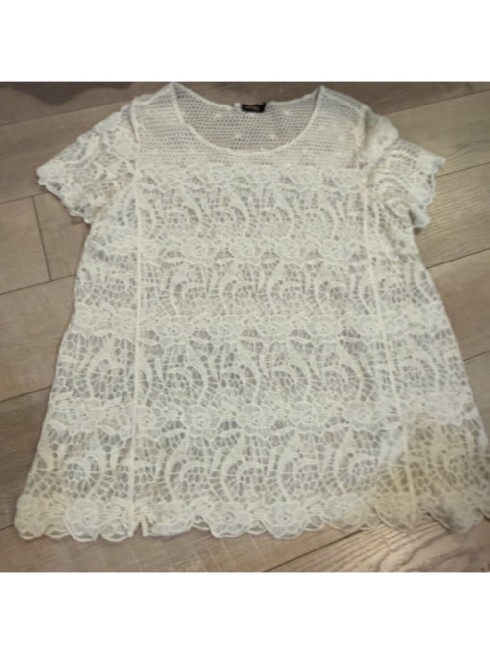 Cal Style USA Womens Lace Blouse 2XL Boho Creamy White